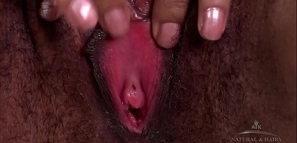  Kitty Catherine explores her hairy twat for you